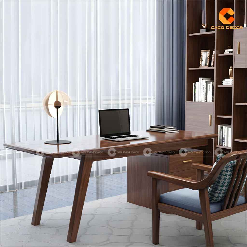 Bàn giám đốc gỗ tự nhiên BGD059 nhìn từ góc nghiêng