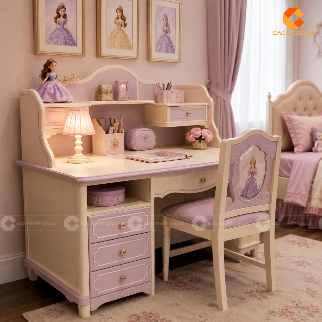 20+ Mẫu Bàn Học Cho Bé Gái Đẹp, Tiện Dụng Mùa Tựu Trường 22