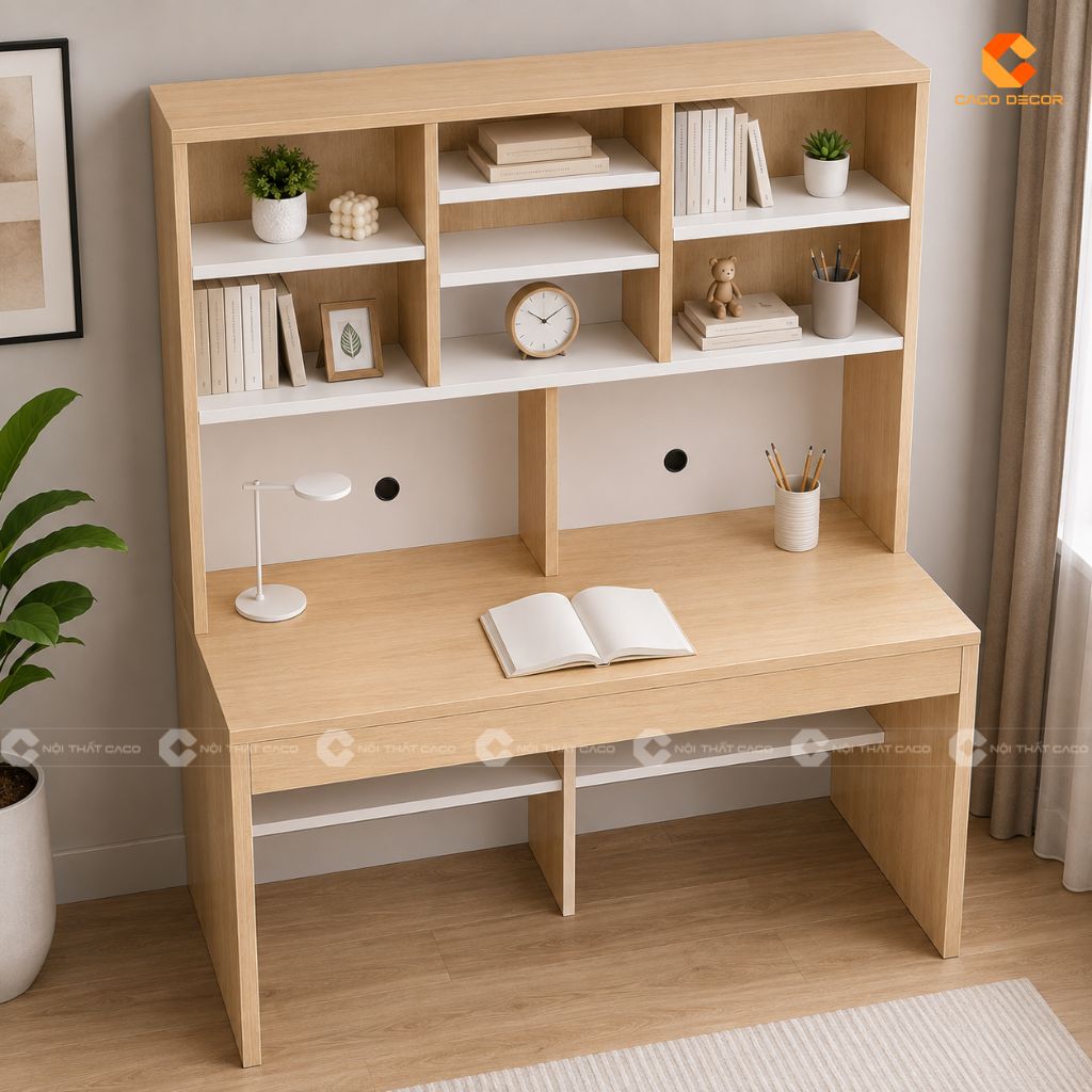 Bàn Học Sinh Gỗ Công Nghiệp Vàng Vân Gỗ Phối Trắng- BHTE013 3