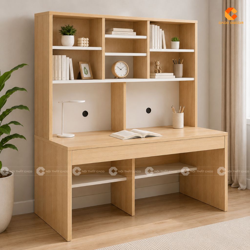 Bàn Học Sinh Gỗ Công Nghiệp Vàng Vân Gỗ Phối Trắng- BHTE013 1