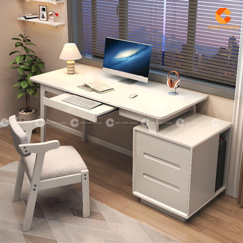 Bàn làm việc BLV051 màu trắng kèm tủ
