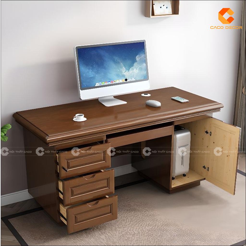Bàn Làm Việc Tại Nhà Gỗ Tự Nhiên BLV056 Nhiều Ngăn 6