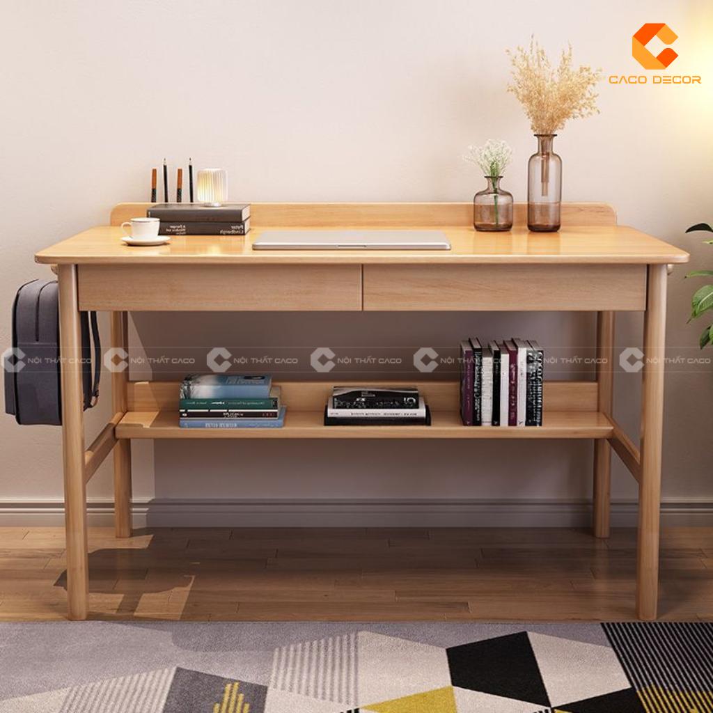 Bàn Làm Việc Tại Nhà Gỗ Tự Nhiên BLV058 Có Kệ Sách 4