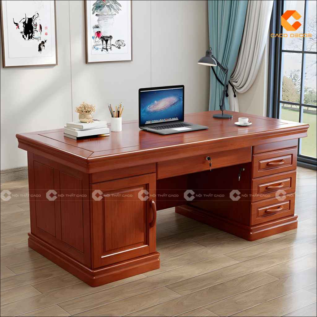 Bàn Giám Đốc Gỗ Tự Nhiên BGD061 Bề Thế, Sang Trọng 4