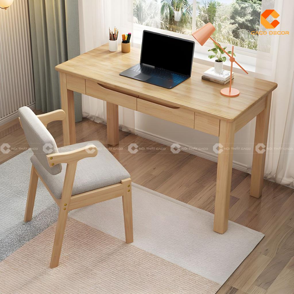 Bàn làm việc gỗ tự nhiên BLV048 bố trí cạnh cửa sổ