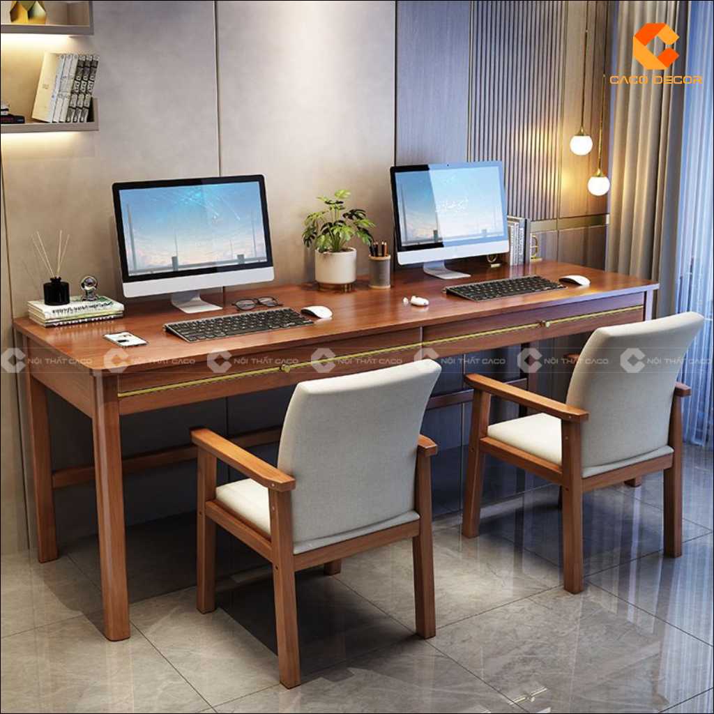 Bàn Làm Việc Tại Nhà Gỗ Tự Nhiên BLV060 Cho Hai Người 2