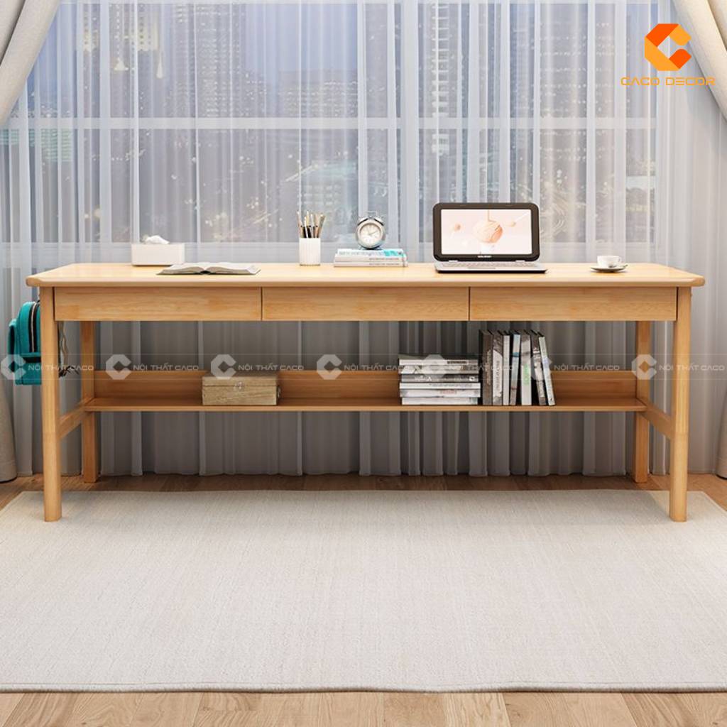 Bàn làm việc gỗ tự nhiên BLV061 nhìn chính diện