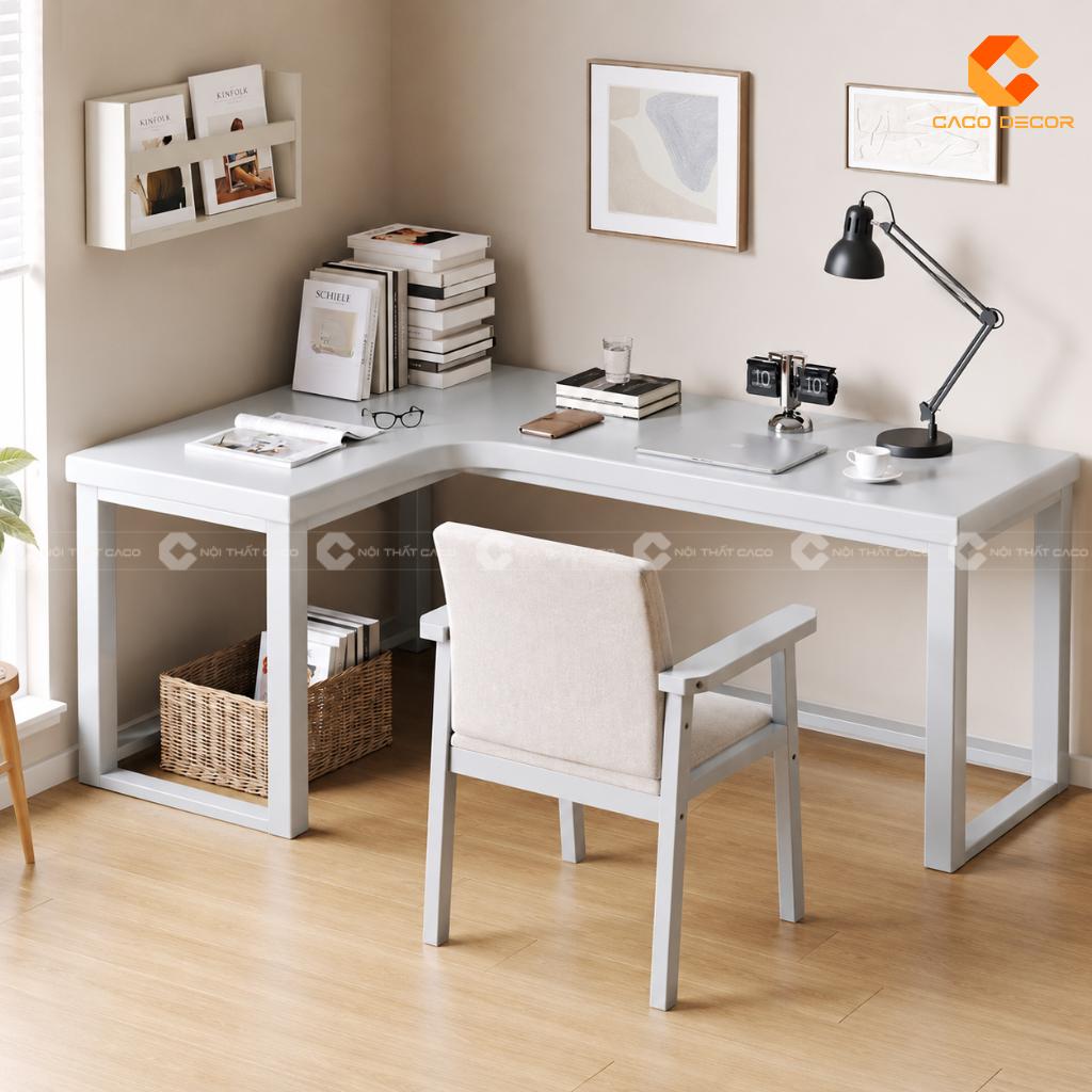 Bàn làm việc tại nhà BLV049 kiểu chữ L trong không gian sáng