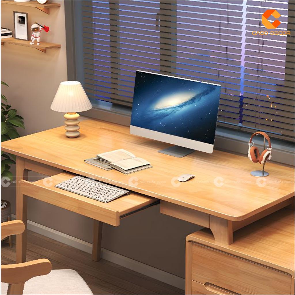 Bàn làm việc tại nhà gỗ tự nhiên BLV051 có mặt bàn rộng