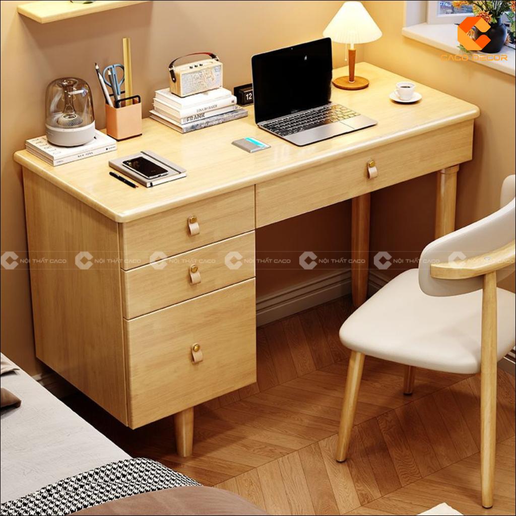 Bàn làm việc tại nhà gỗ tự nhiên BLV052 có nhiều ngăn kéo