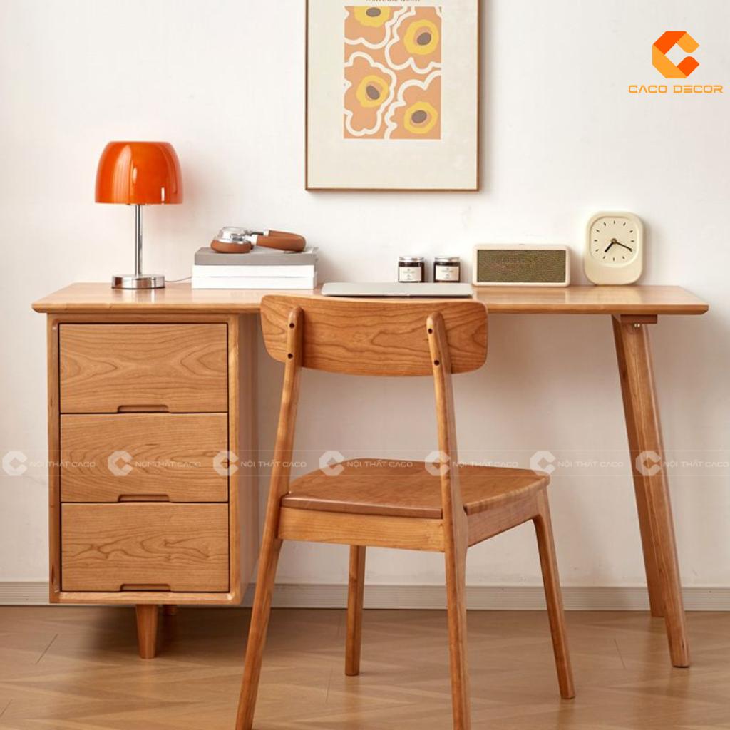 Bàn làm việc tại nhà gỗ tự nhiên BLV053 có ba ngăn kéo