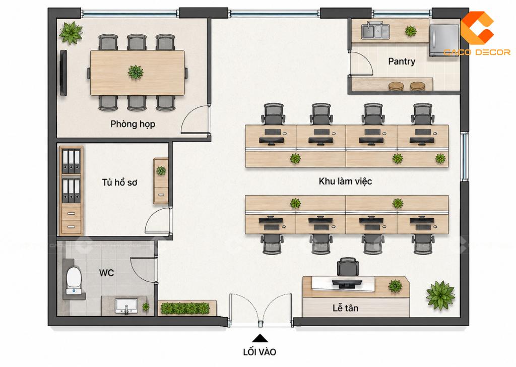 Bản vẽ 2D thiết kế văn phòng công ty nhỏ