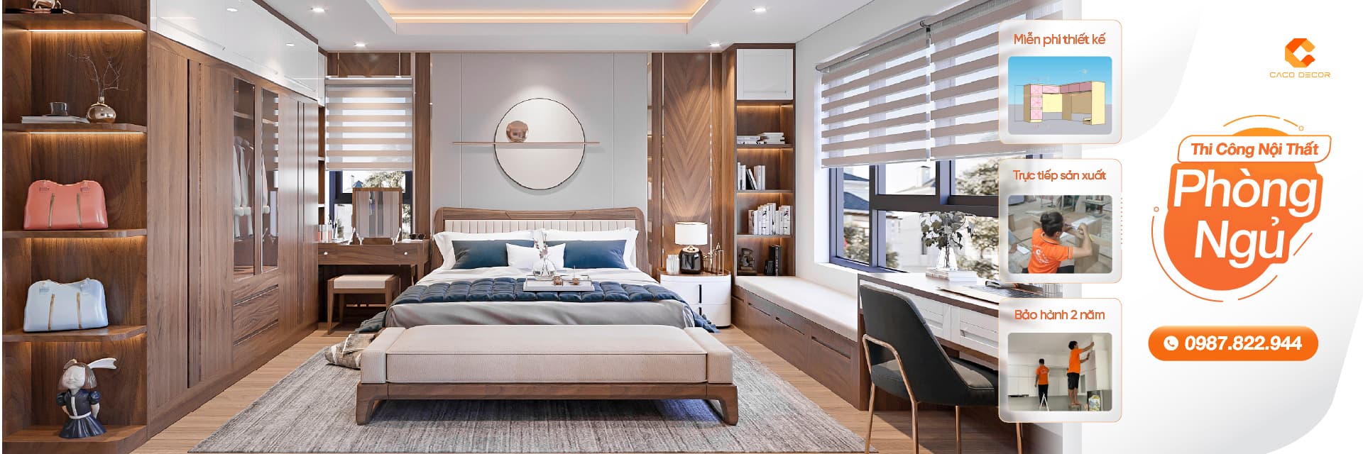 banner dịch vụ km Thi công nội thất phòng ngủ