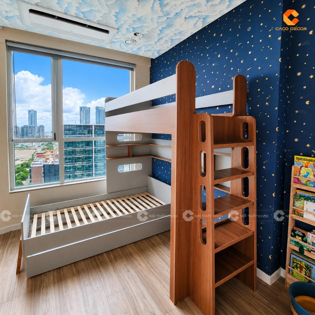 Chi tiết cầu thang giường tầng cho bé an toàn