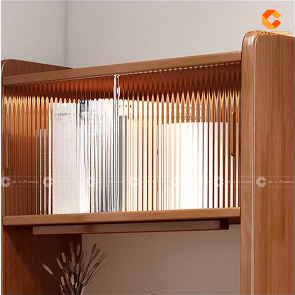 Chi tiết khoang nan trang trí phía trên bàn làm việc BLV054