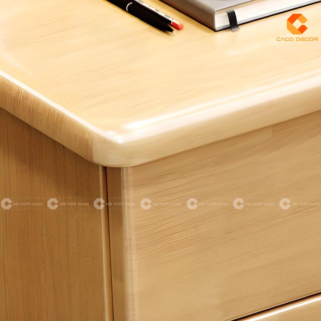 Chi tiết mặt bàn bo góc bàn làm việc gỗ tự nhiên BLV052