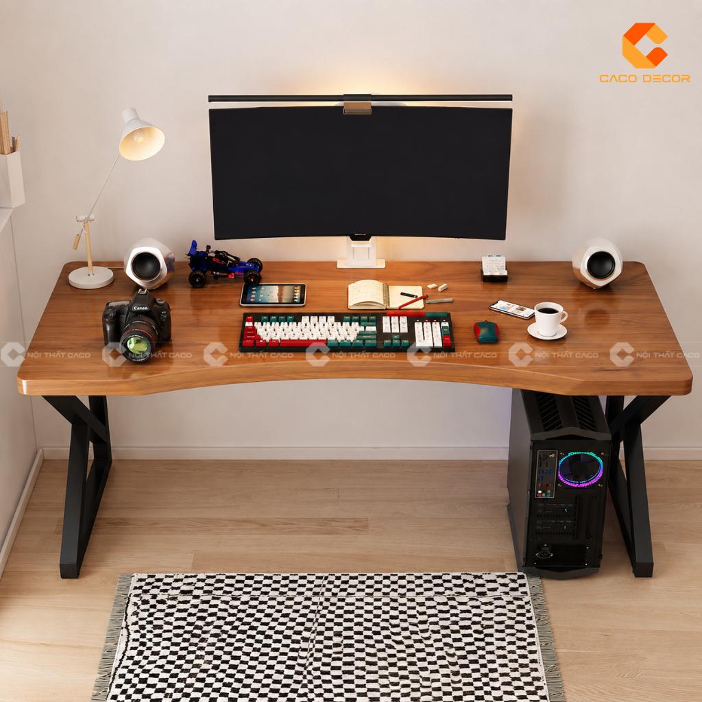 Chi tiết mặt bàn gỗ tự nhiên BLV050 màu nâu vân đẹp