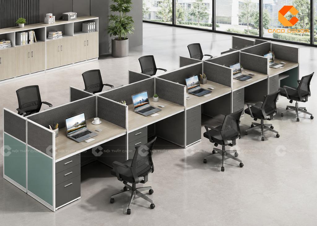 Mẫu Cụm Bàn Bàn Làm Việc 8 Người Hiện Đại Cho Văn Phòng 8