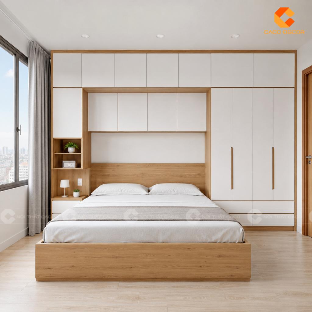 25+ Mẫu Giường Liền Tủ Thông Minh Đẹp, Tiết Kiệm Diện Tích 22