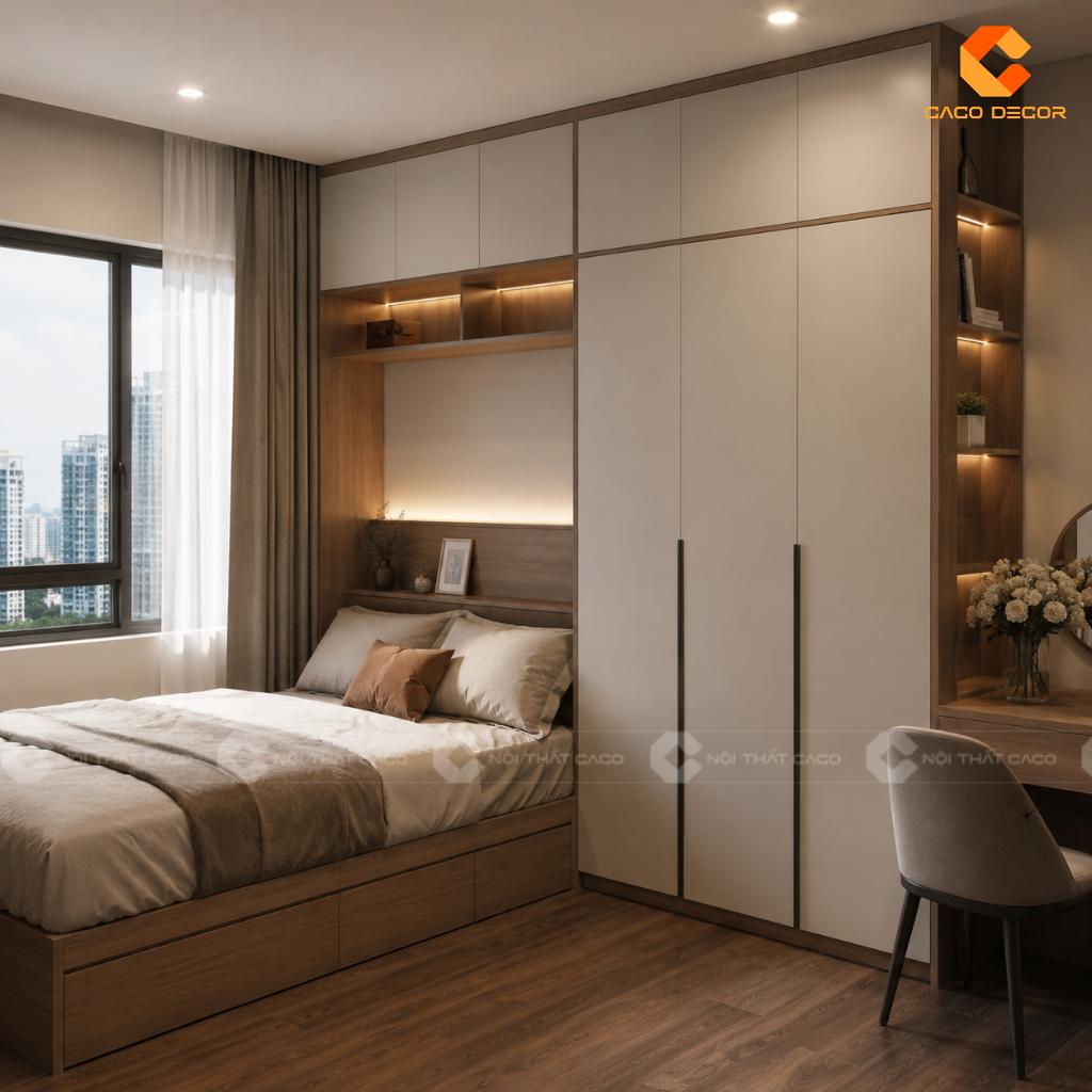 25+ Mẫu Giường Liền Tủ Thông Minh Đẹp, Tiết Kiệm Diện Tích 23