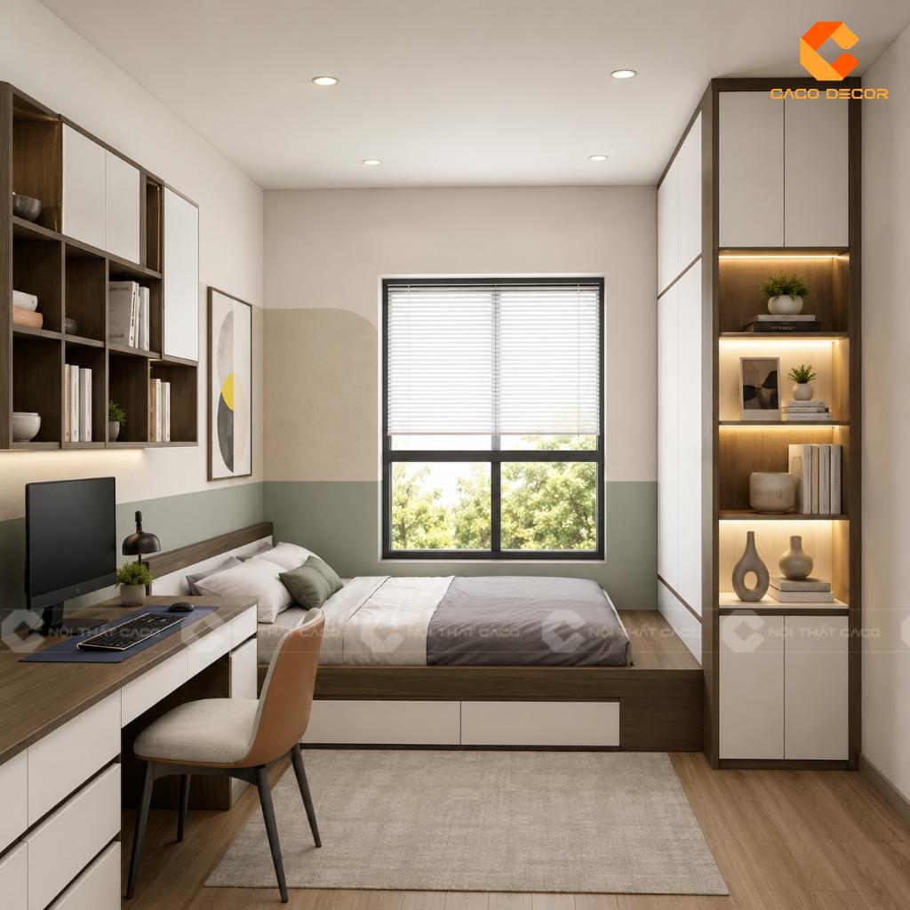 25+ Mẫu Giường Liền Tủ Thông Minh Đẹp, Tiết Kiệm Diện Tích 14