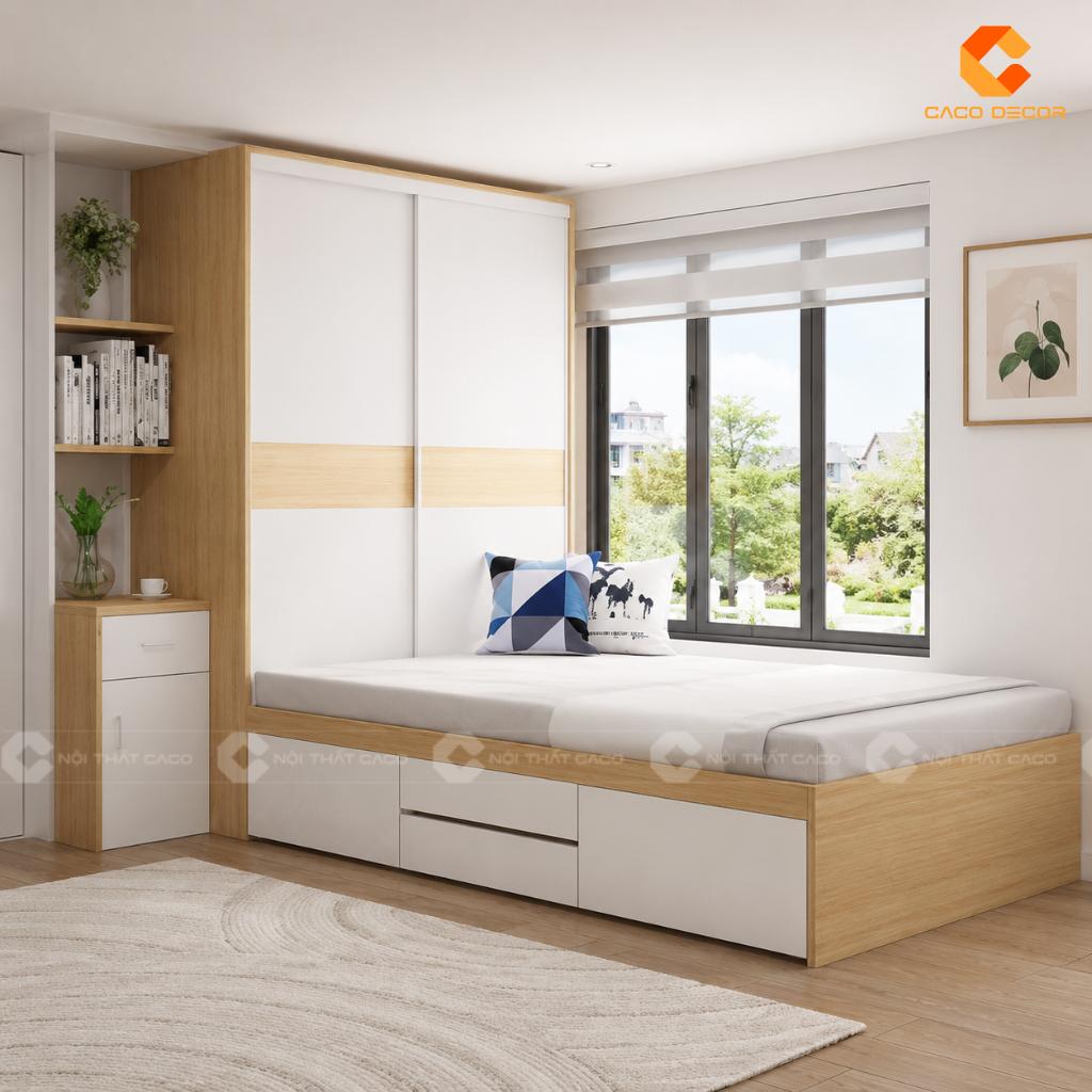 25+ Mẫu Giường Liền Tủ Thông Minh Đẹp, Tiết Kiệm Diện Tích 17