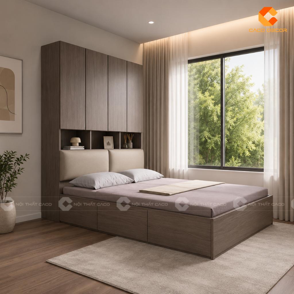 25+ Mẫu Giường Liền Tủ Thông Minh Đẹp, Tiết Kiệm Diện Tích 11