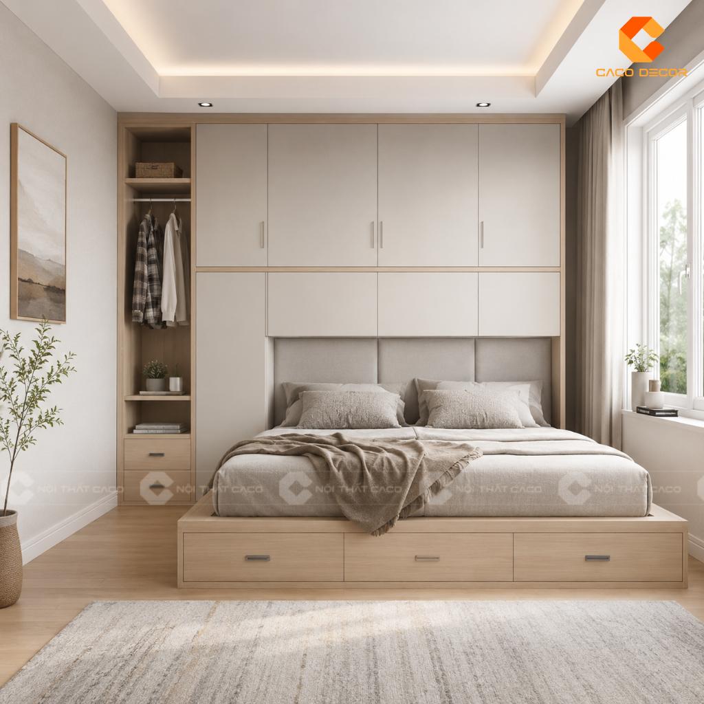 25+ Mẫu Giường Liền Tủ Thông Minh Đẹp, Tiết Kiệm Diện Tích 5