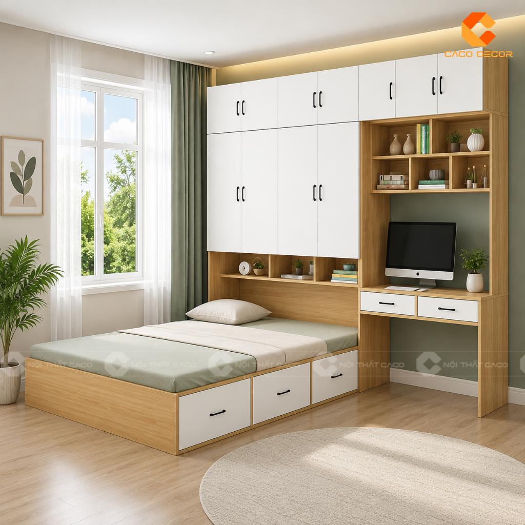 25+ Mẫu Giường Liền Tủ Thông Minh Đẹp, Tiết Kiệm Diện Tích 3