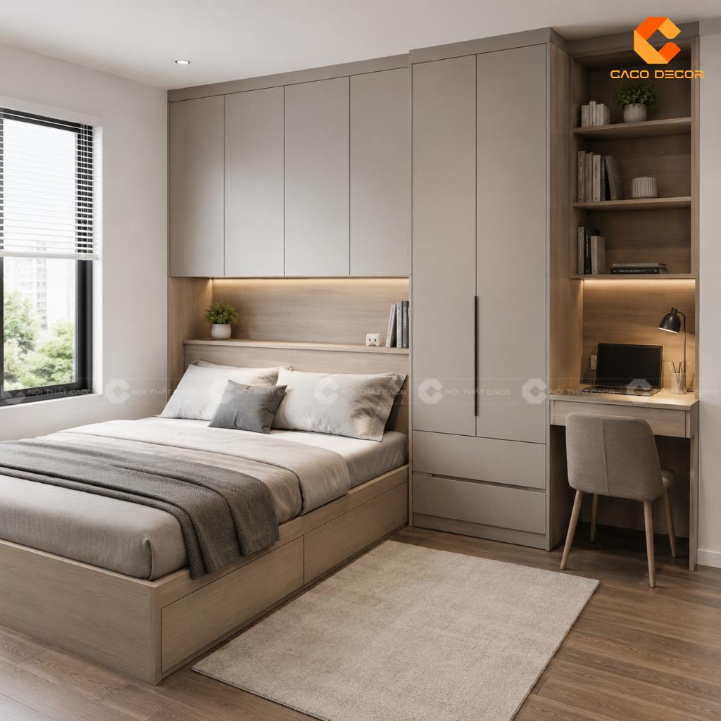 25+ Mẫu Giường Liền Tủ Thông Minh Đẹp, Tiết Kiệm Diện Tích 6