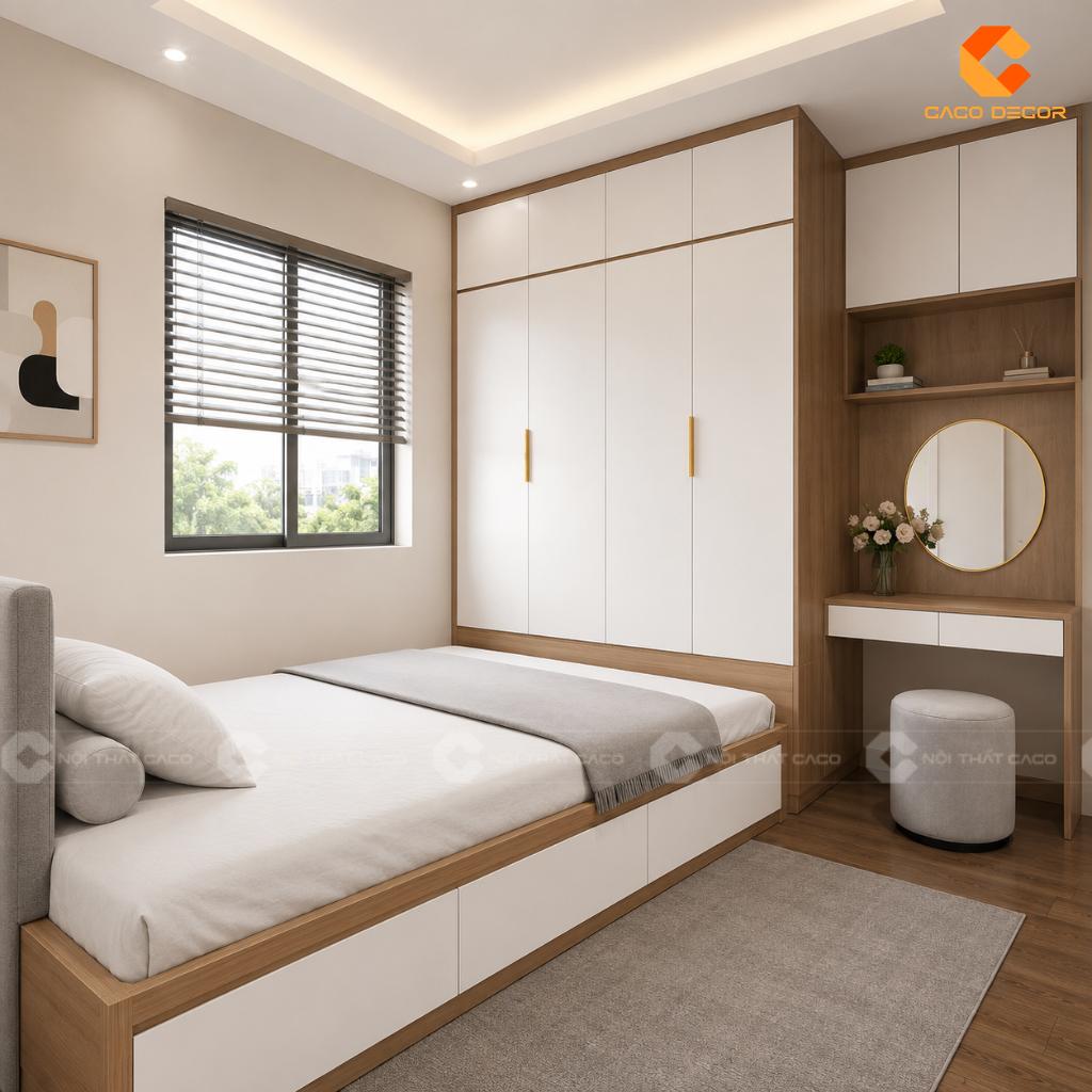 25+ Mẫu Giường Liền Tủ Thông Minh Đẹp, Tiết Kiệm Diện Tích 12