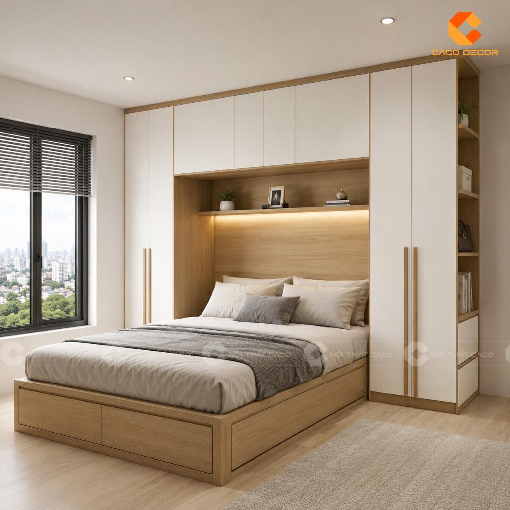 25+ Mẫu Giường Liền Tủ Thông Minh Đẹp, Tiết Kiệm Diện Tích 9