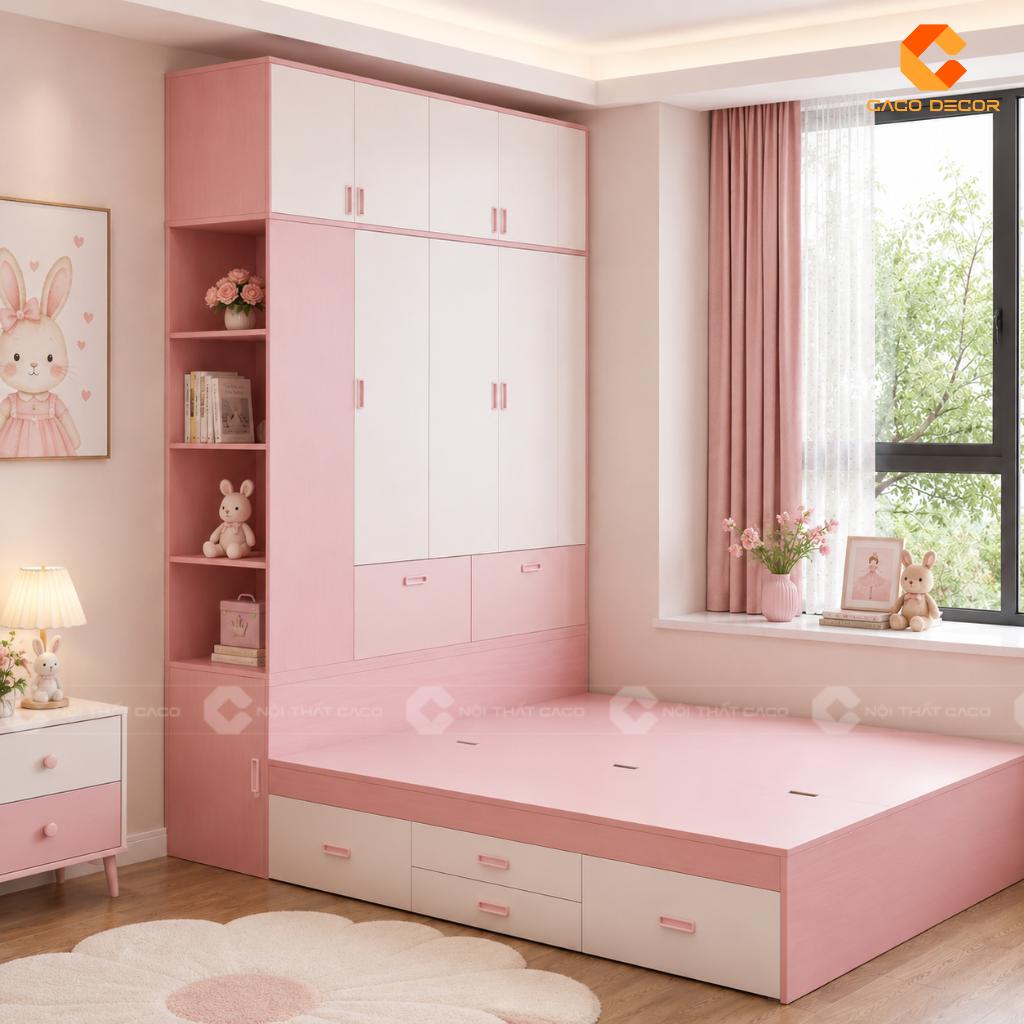 25+ Mẫu Giường Liền Tủ Thông Minh Đẹp, Tiết Kiệm Diện Tích 15