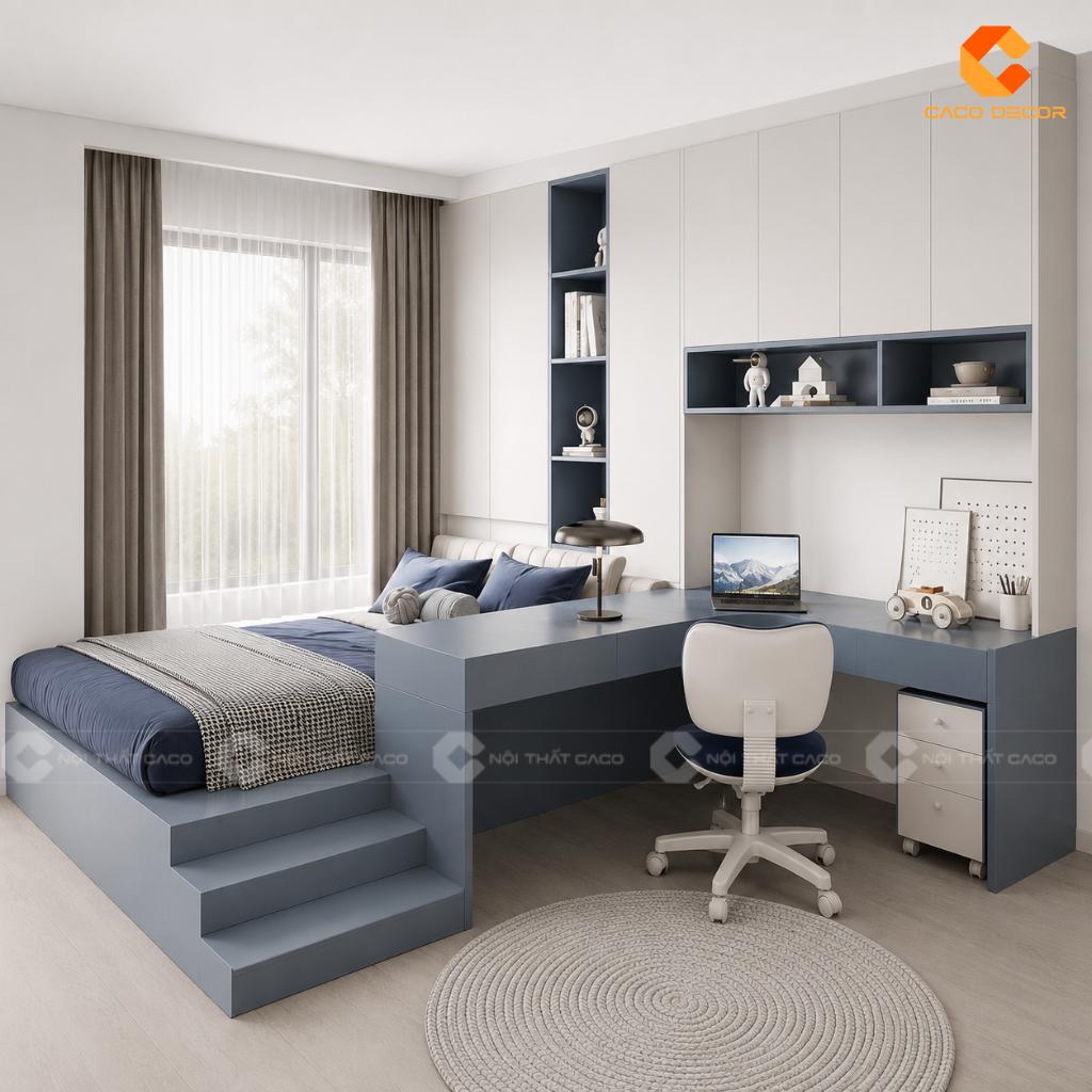 25+ Mẫu Giường Liền Tủ Thông Minh Đẹp, Tiết Kiệm Diện Tích 18