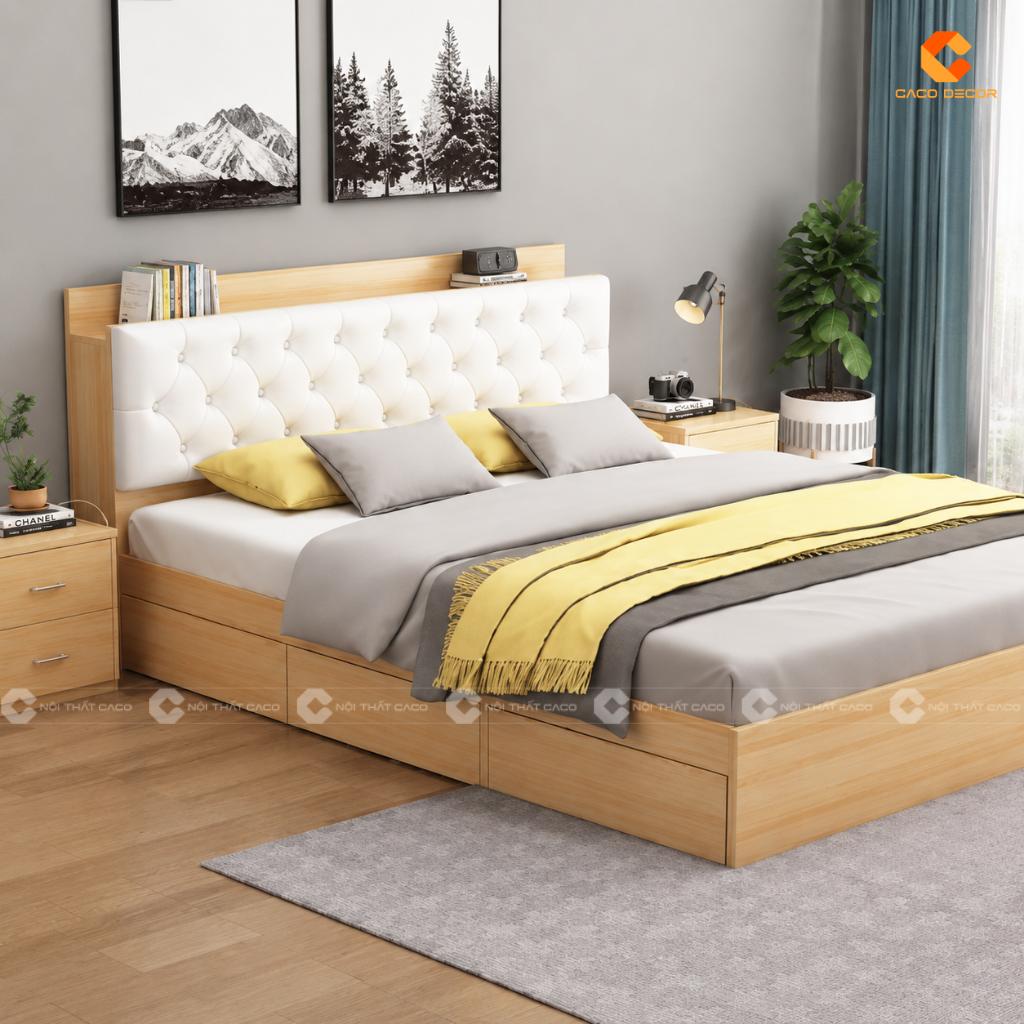 Giường Ngủ  MDF Melamine Màu Gỗ Sồi Cao Cấp -GN07 2