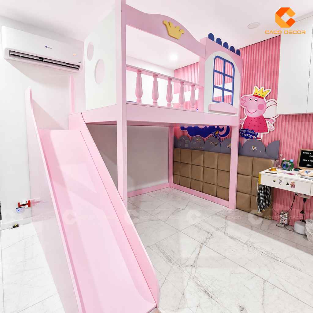 Thực tế mẫu giường tầng cầu trượt kết hợp không gian vui chơi