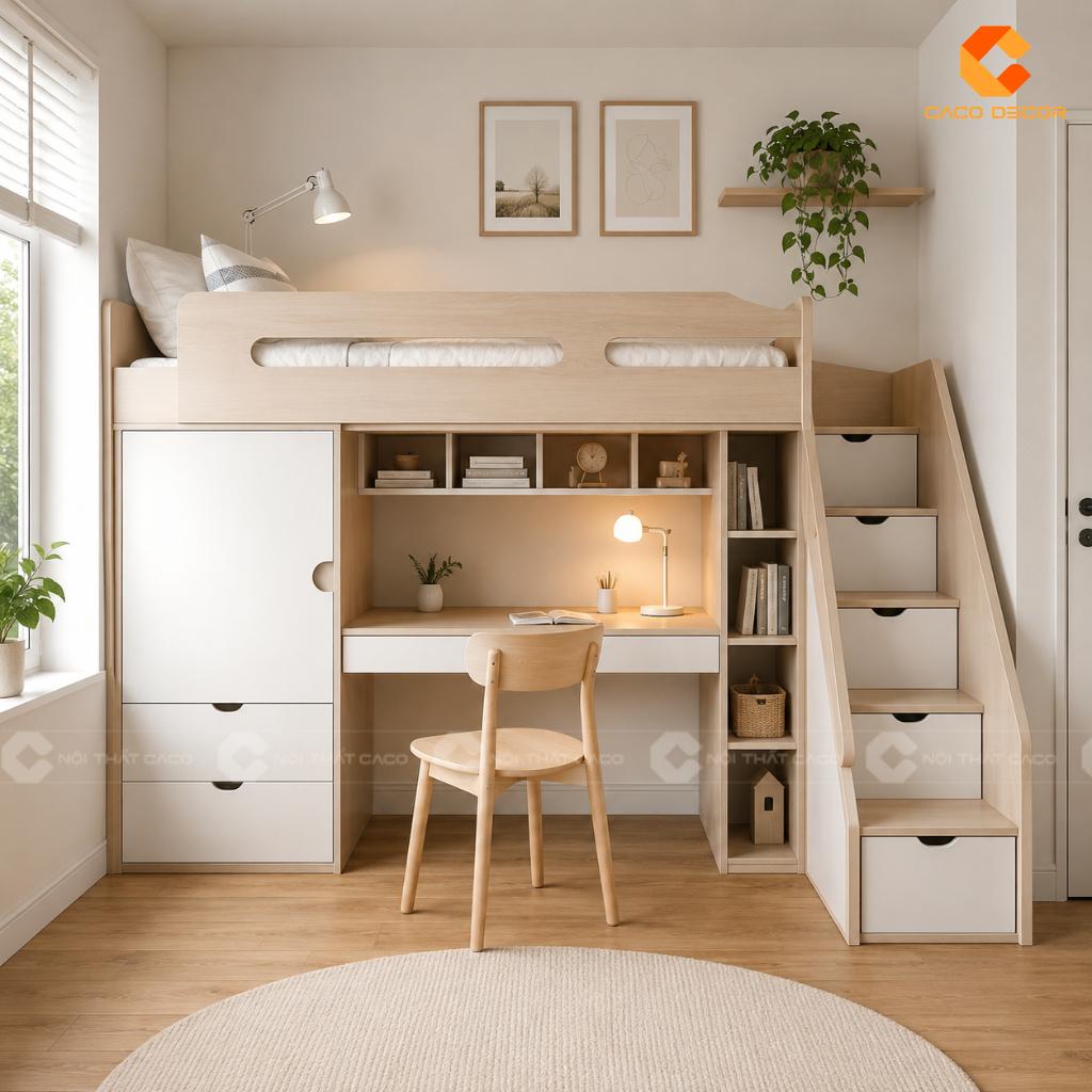 25+ Mẫu Giường Liền Tủ Thông Minh Đẹp, Tiết Kiệm Diện Tích 21