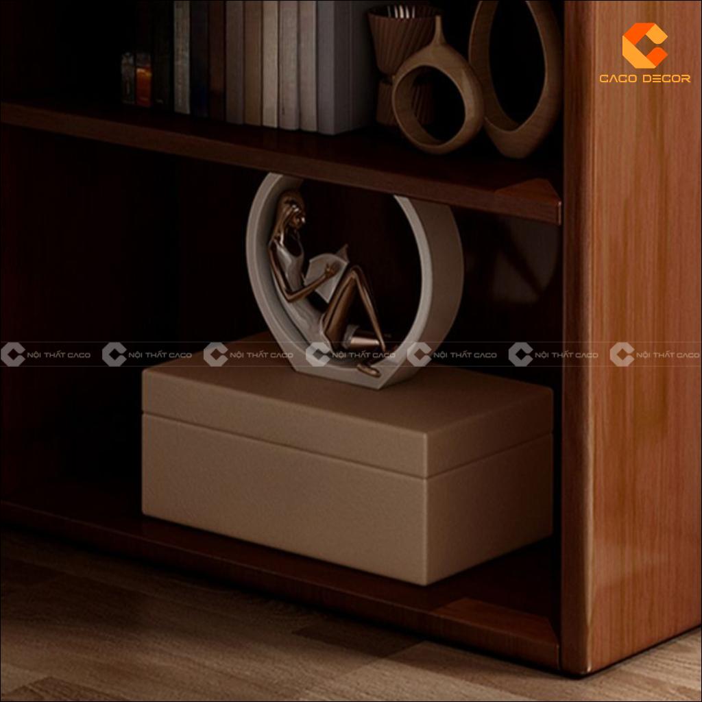 Chi tiết các tầng kệ trang trí của bàn làm việc gỗ tự nhiên BLV054