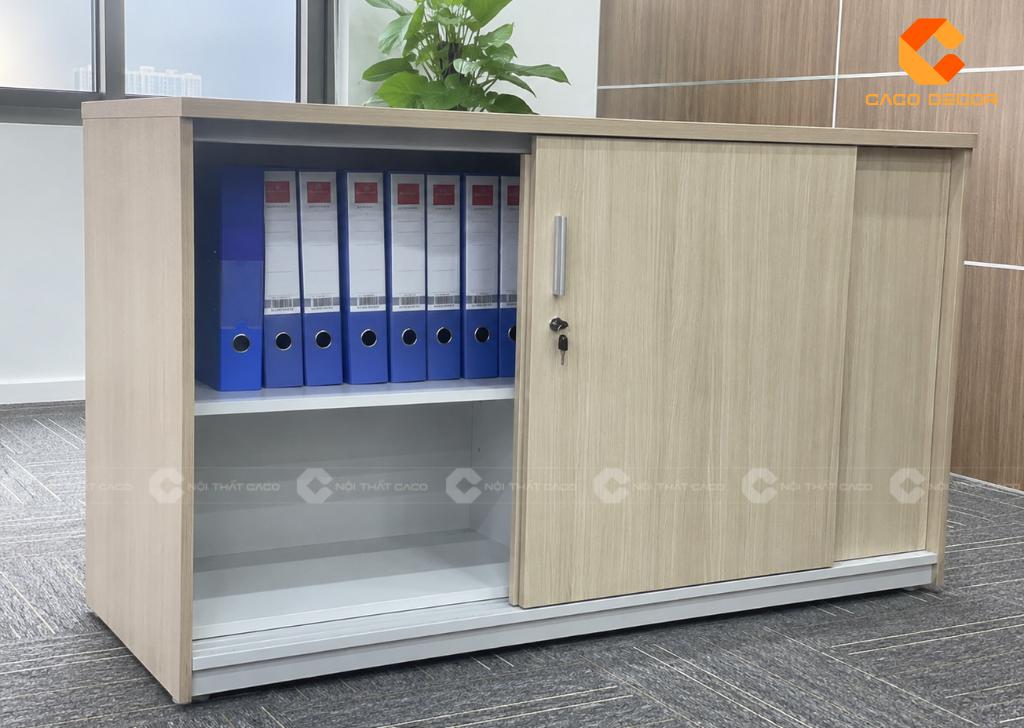 Khoang lưu bìa còng trong tủ hồ sơ cửa lùa gỗ công nghiệp