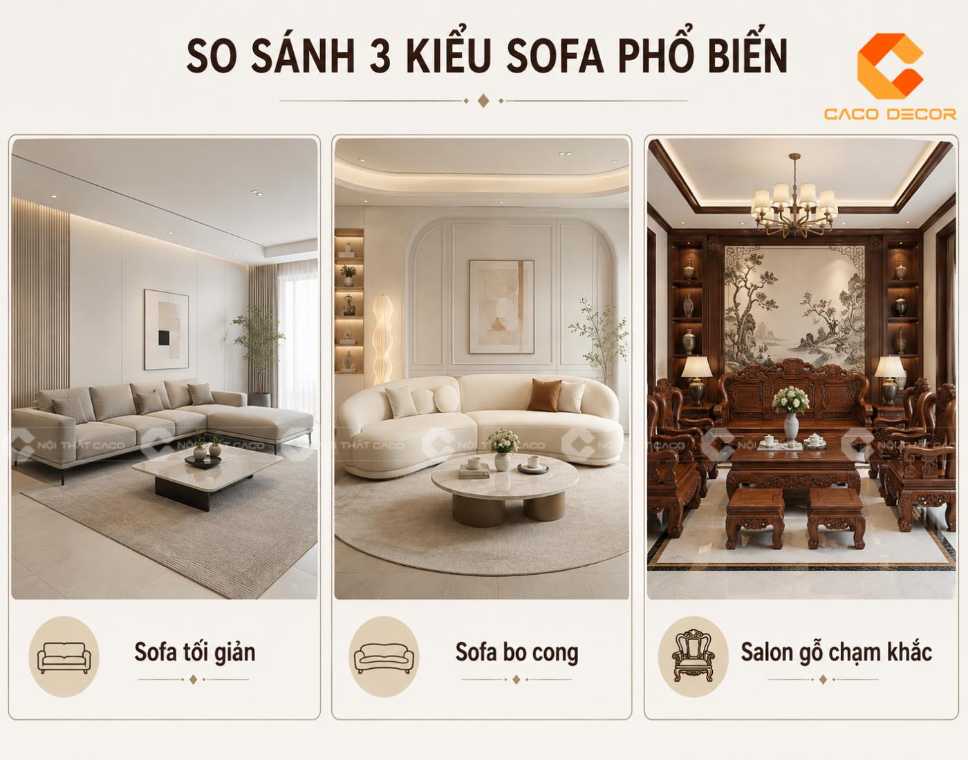 Kiểu dáng và mức độ gia công của bộ sofa
