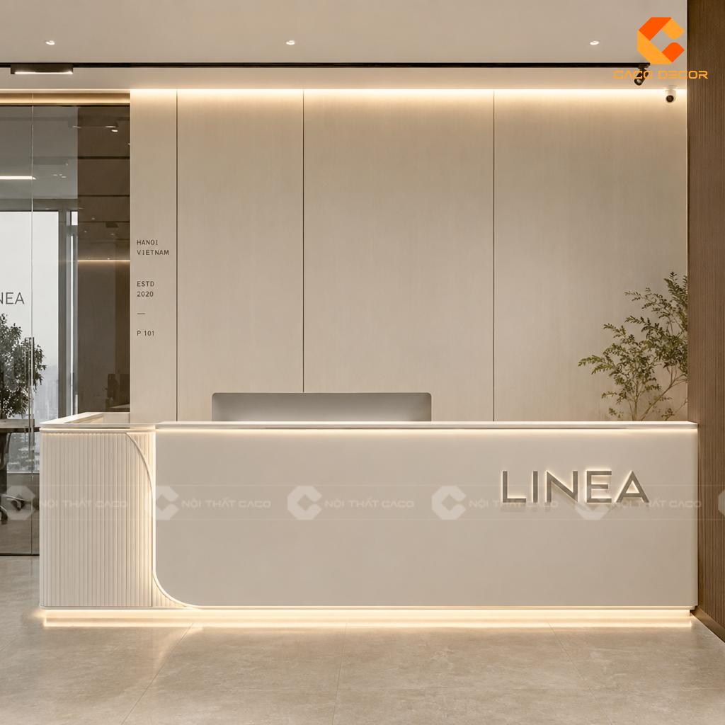 Thiết Kế Quầy Lễ Tân Hiện Đại Với Logo Nổi Chuyên Nghiệp 10