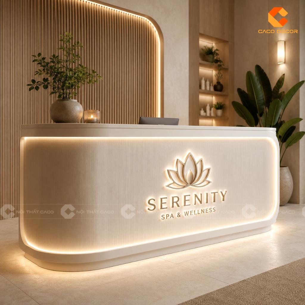 Thiết Kế Quầy Lễ Tân Hiện Đại Với Logo Nổi Chuyên Nghiệp 15