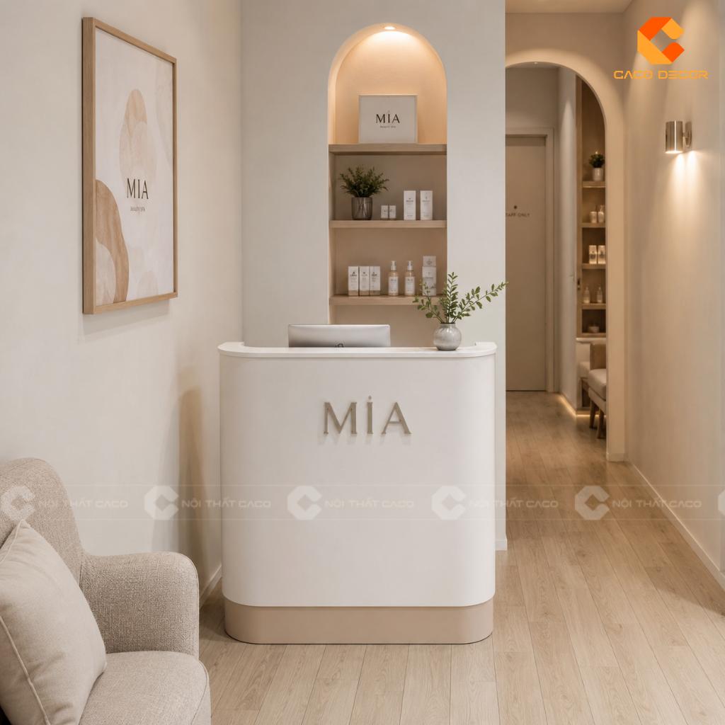 Thiết Kế Quầy Lễ Tân Hiện Đại Với Logo Nổi Chuyên Nghiệp 21