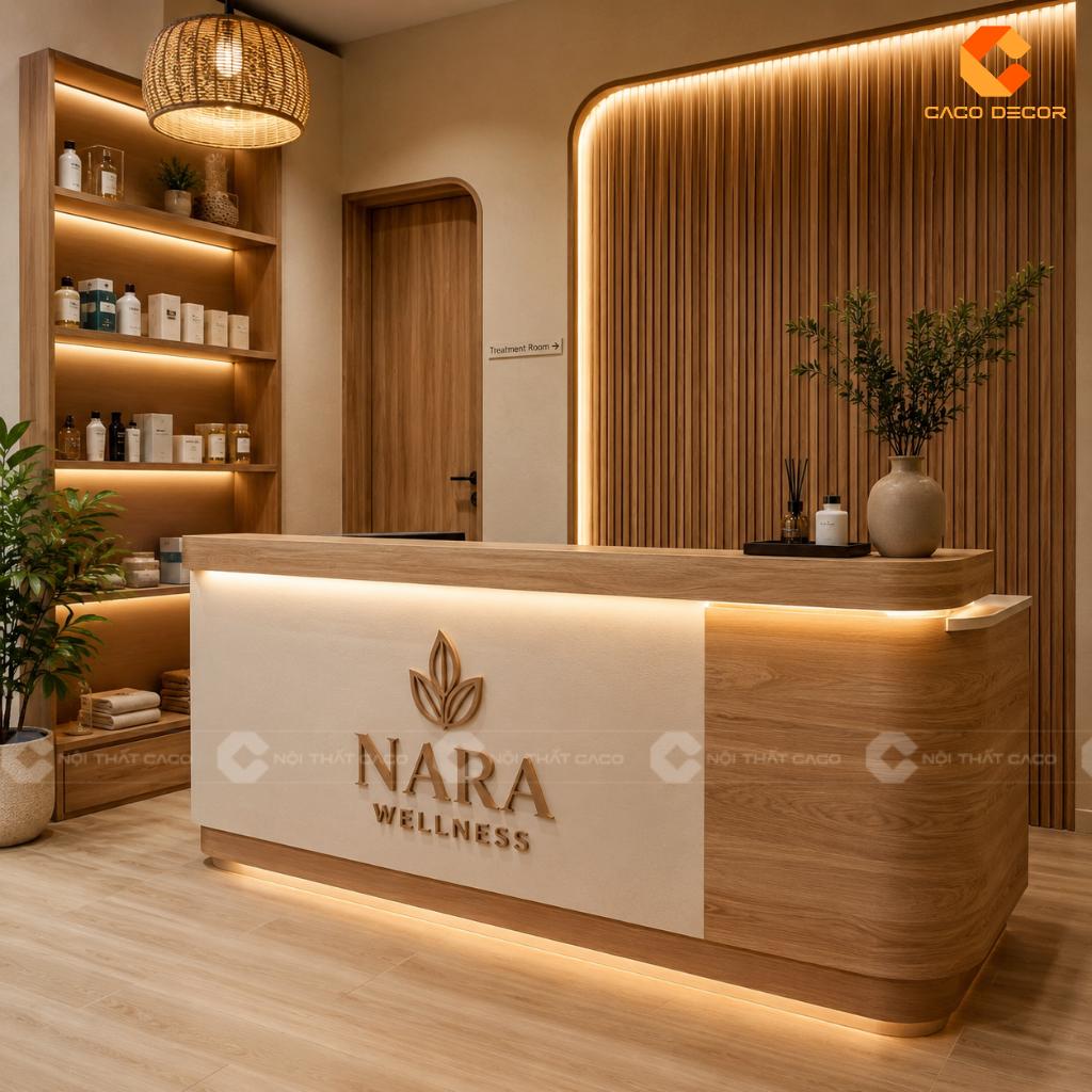 Thiết Kế Quầy Lễ Tân Hiện Đại Với Logo Nổi Chuyên Nghiệp 22