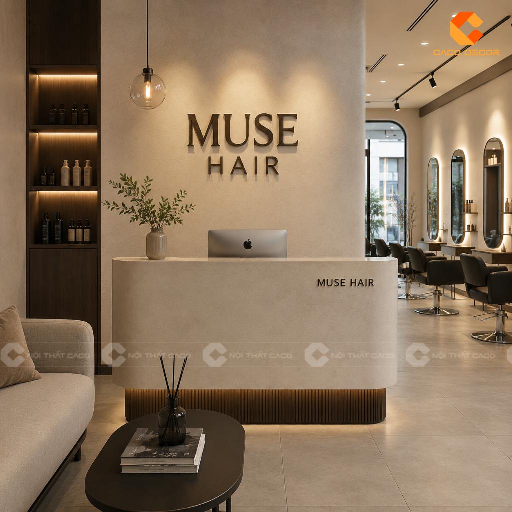 Thiết Kế Quầy Lễ Tân Hiện Đại Với Logo Nổi Chuyên Nghiệp 23