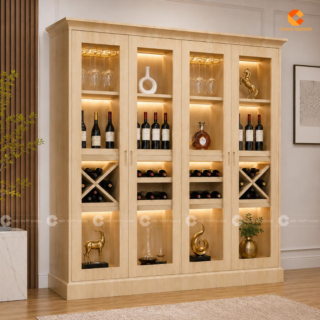 Tủ Rượu Gỗ MDF Phối Kinh Sang Trọng, Cao Cấp - TR038 2