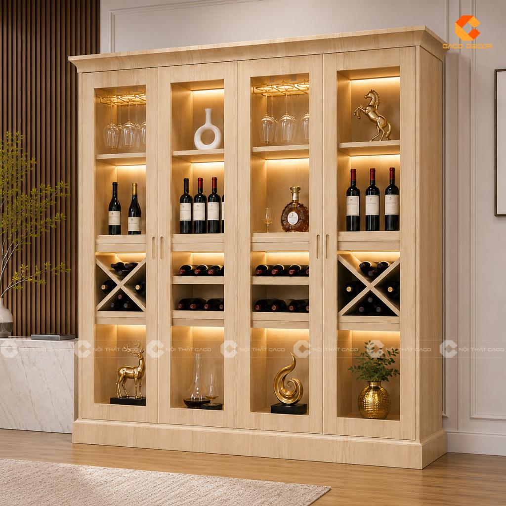 Tủ Rượu Gỗ MDF Phối Kinh Sang Trọng, Cao Cấp - TR038 1