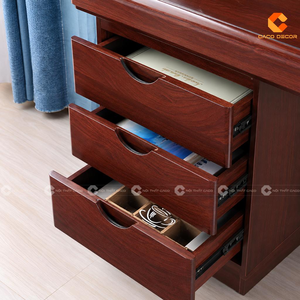 Chi tiết hệ ngăn kéo của bàn làm việc gỗ tự nhiên BLV055