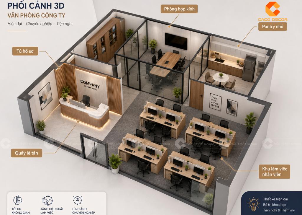 25+ Mẫu Thiết Kế Văn Phòng Công Ty Nhỏ Đẹp Xu Hướng 2026  3