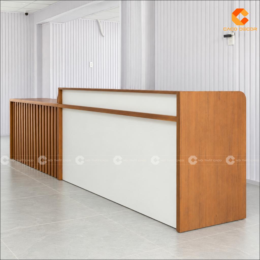 Quầy Lễ Tân Gỗ Tự Nhiên QLT036 Phủ Veneer Cao Cấp CaCo 2